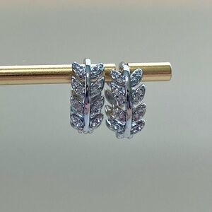 Elegant Silver Leaf Hoop Earrings